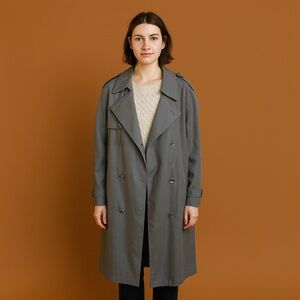Women's Gray Double-Breasted Trench Coat